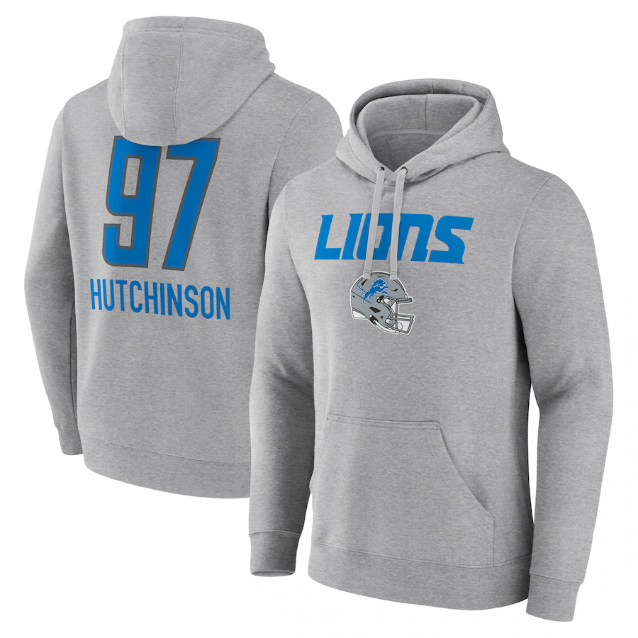 Custom #97 Gray DET Football Shirt Top