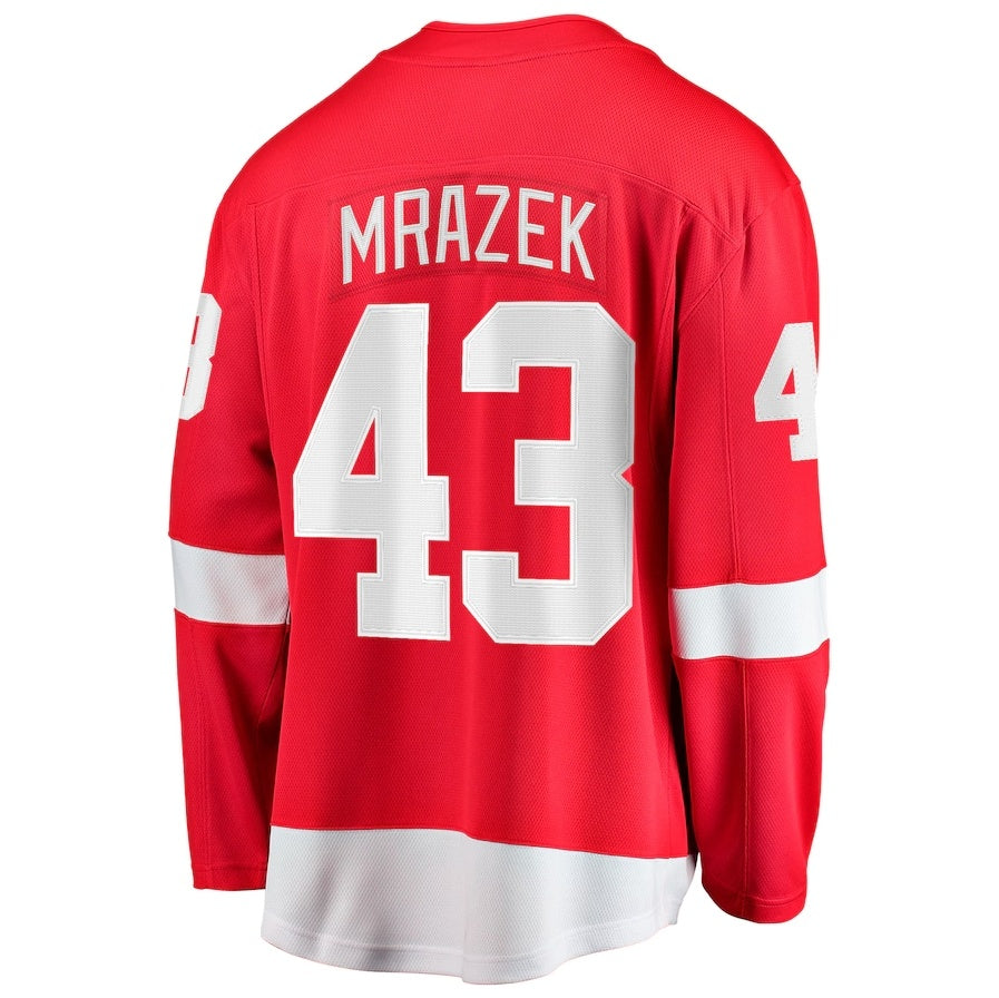 Custom #43 Red DET Hockey Shirt Top