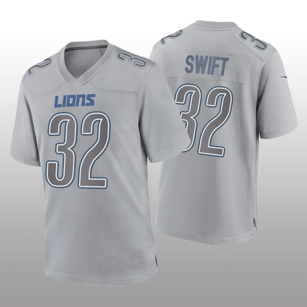 Custom #32 Gray DET Football Shirt Top