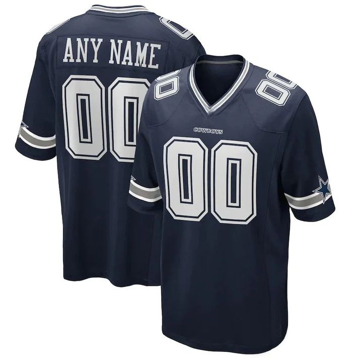 Custom Navy DAL Football Shirt Top