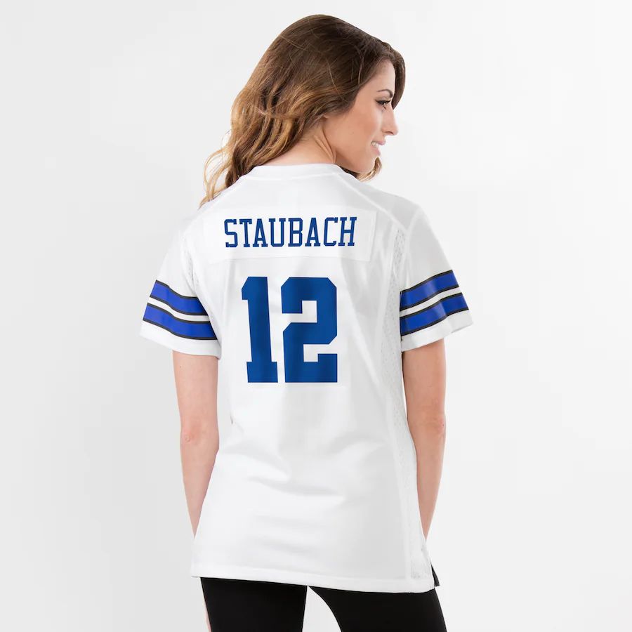 Custom #12 White DAL Football Shirt Top