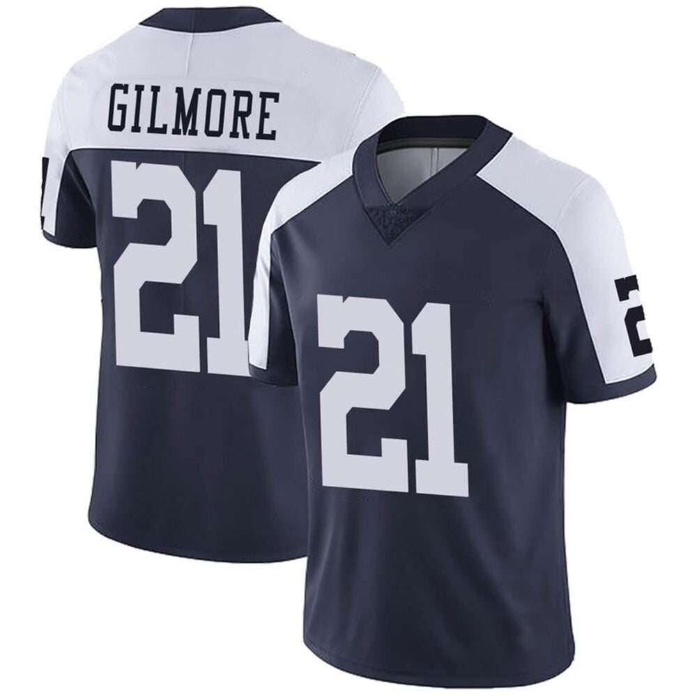 Custom #21 Navy Blue DAL Football Shirt Top