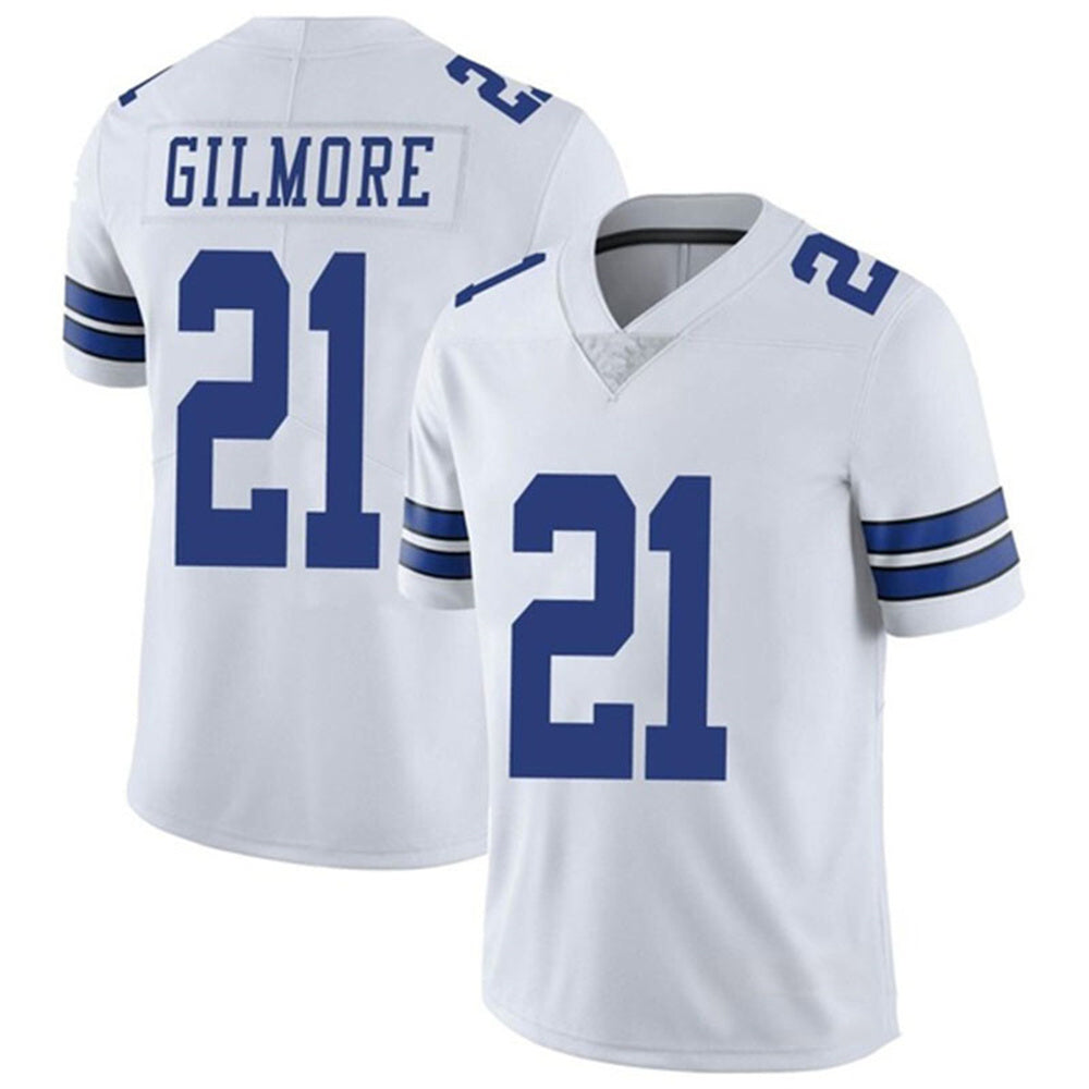 Custom #21 White DAL Football Shirt Top