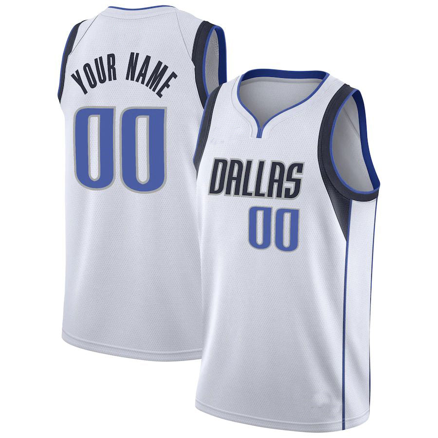 Custom White DAL Basketball Shirt Top