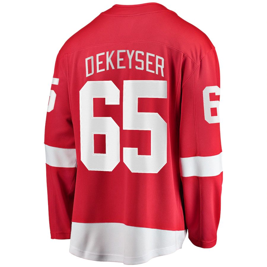 Custom #65 Red DET Hockey Shirt Top