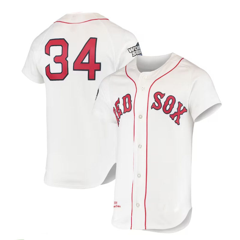 Custom #34 White 2004 BOS Baseball Shirt Top