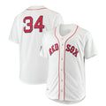 Custom #34 White BOS Baseball Shirt Top
