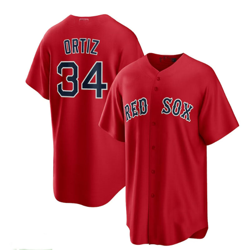Custom #34 Red BOS Baseball Shirt Top