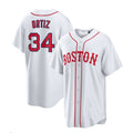 Custom #34 White BOS Baseball Shirt Top