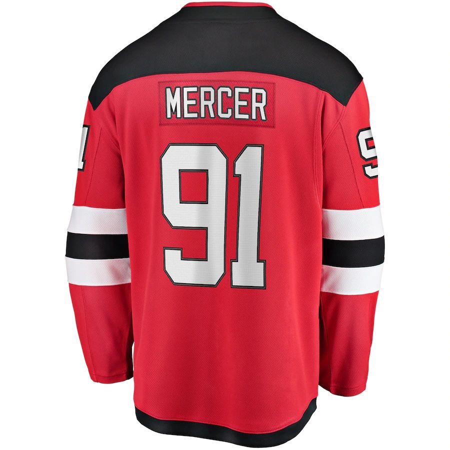 Custom #91 Red NJD Hockey Shirt Top
