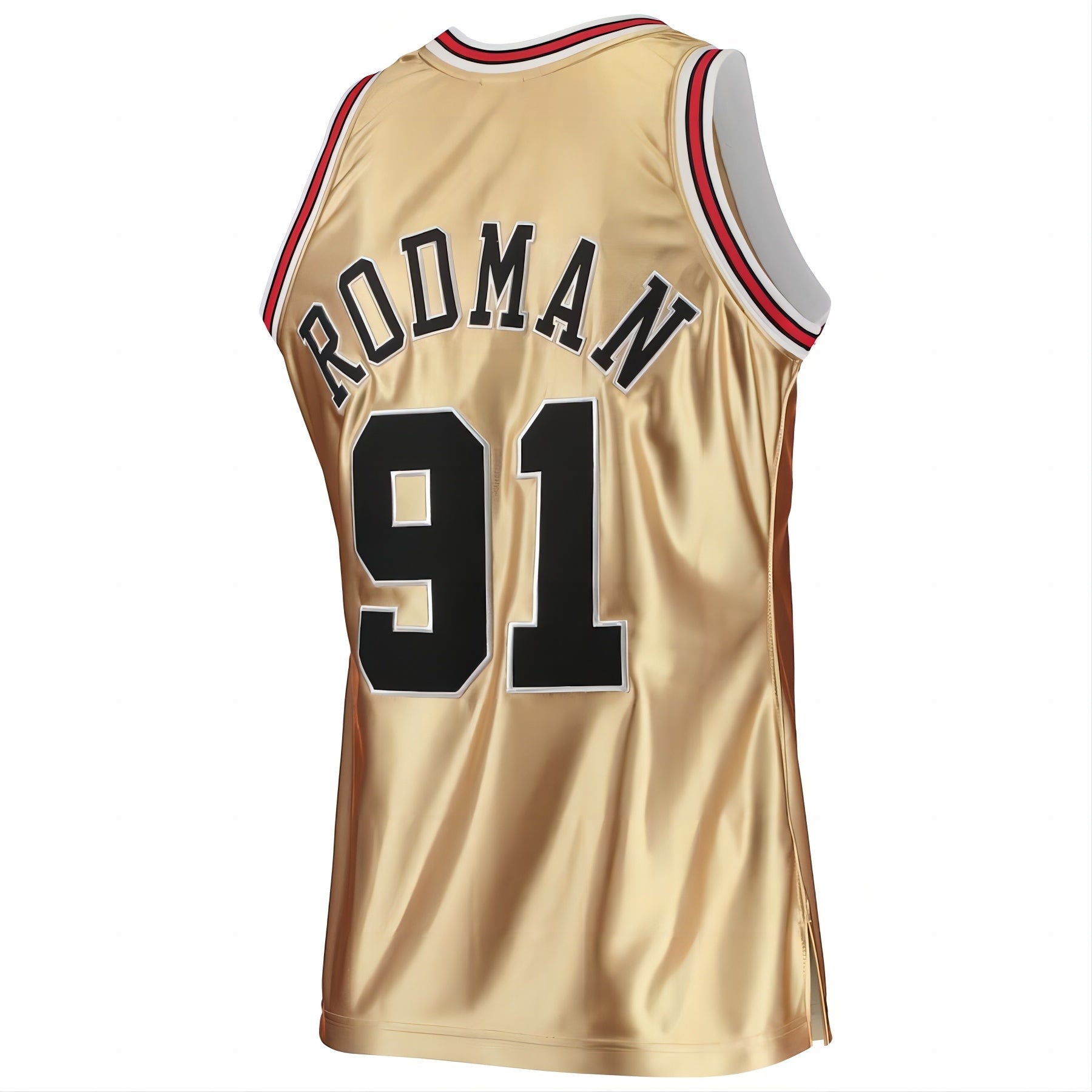 Custom #91 Gold 1997 CHI Basketball Shirt Top