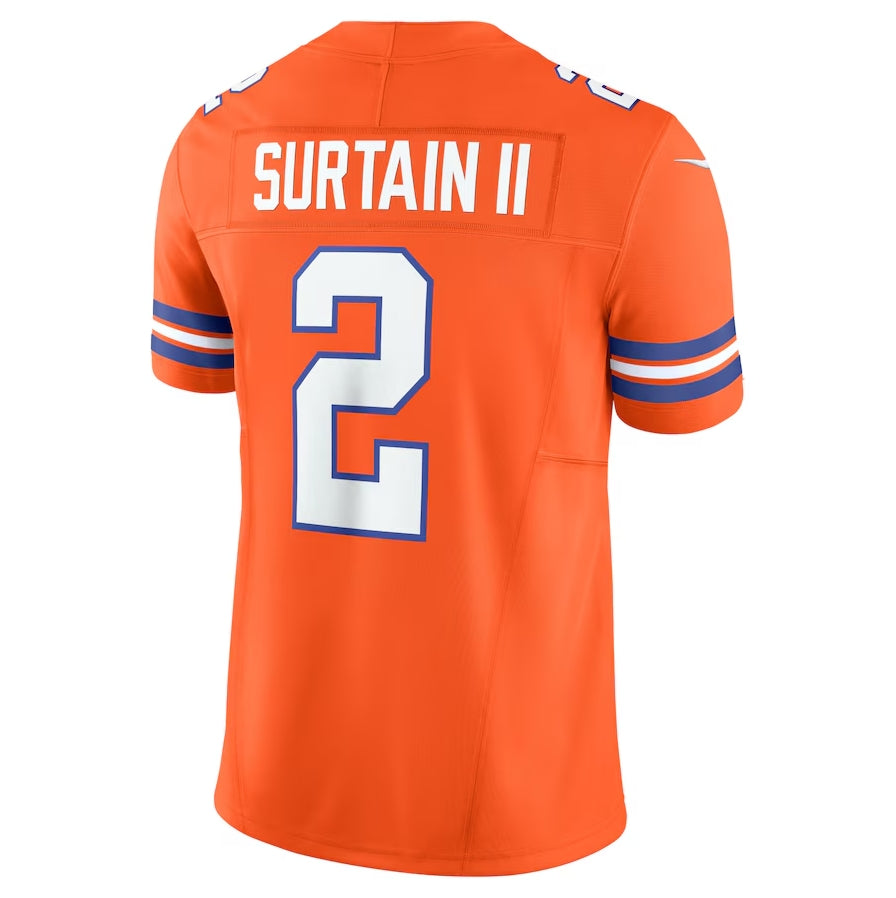 Custom #2 Orange 1977 Throwback DEN Football Shirt Top