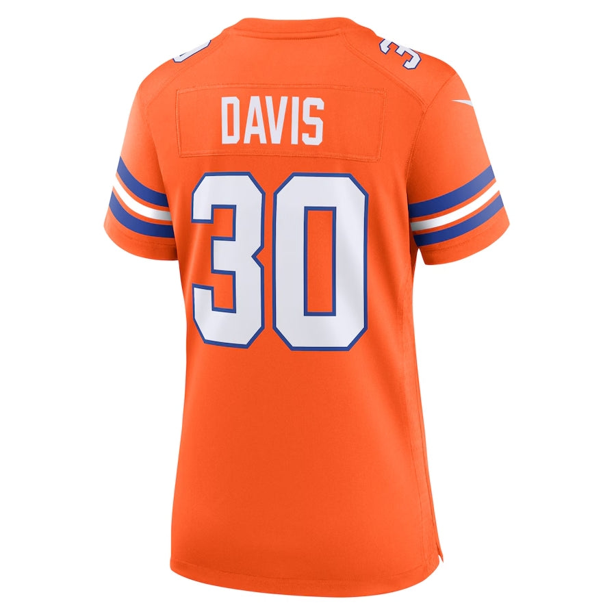 Custom #30 Orange 1977 Throwback DEN Football Shirt Top