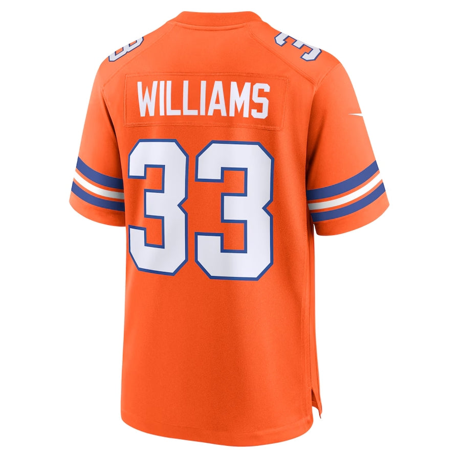 Custom #33 Orange 1977 Throwback DEN Football Shirt Top