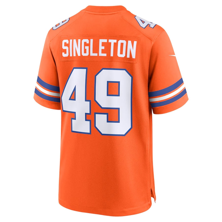 Custom #49 Orange 1977 Throwback DEN Football Shirt Top