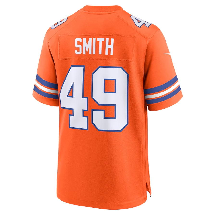 Custom #49 Orange 1977 Throwback DEN Football Shirt Top