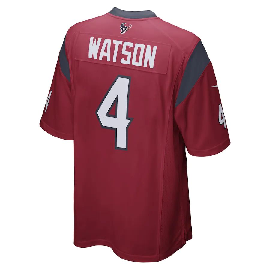 Custom #4 Red HOU Football Shirt Top