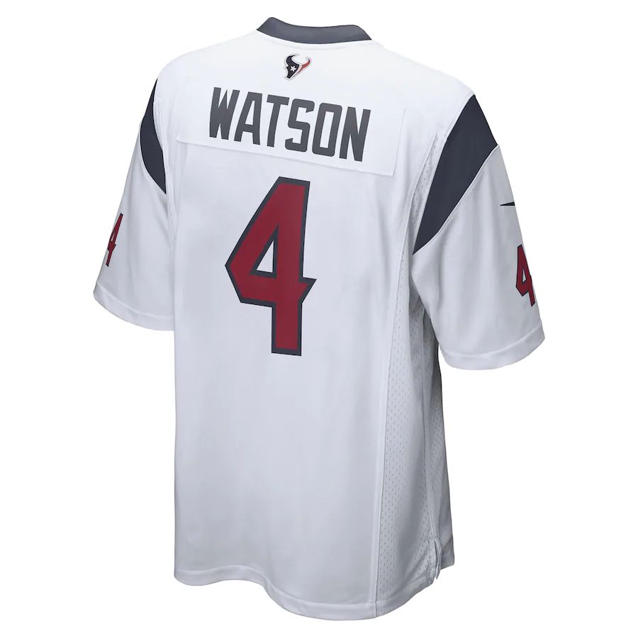 Custom #4 White HOU Football Shirt Top