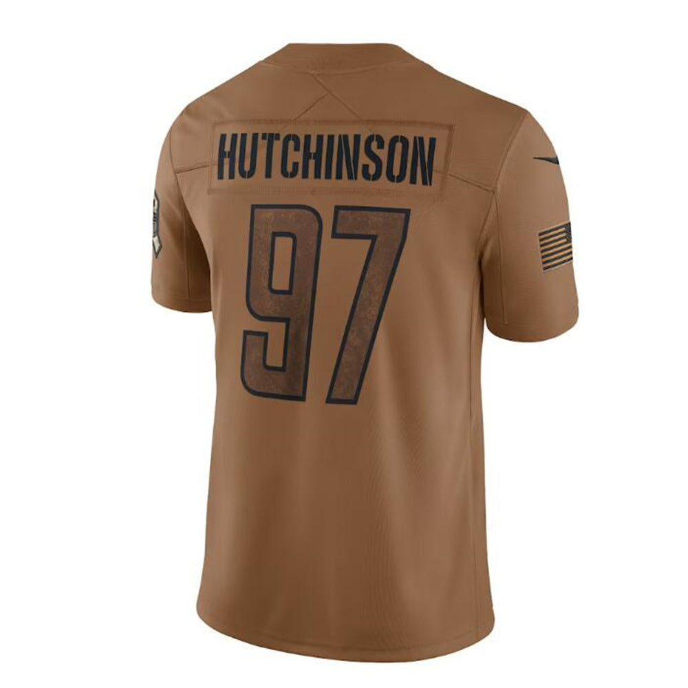 Custom #97 Brown 2023 DET Football Shirt Top