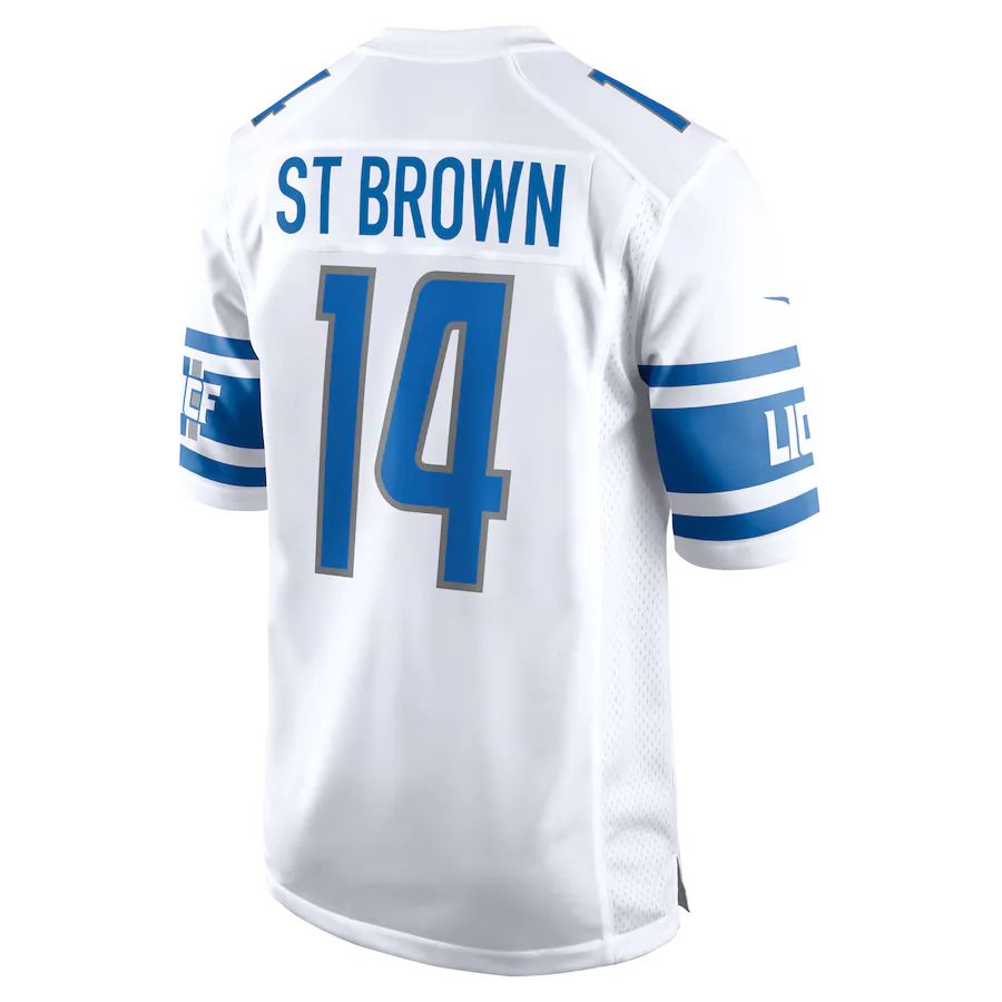 Custom #14 White DET Football Shirt Top