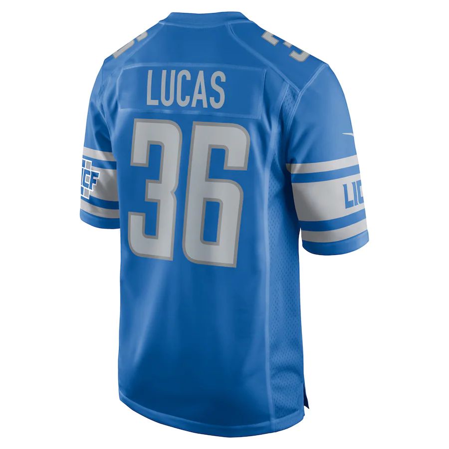 Custom #36 Blue DET Football Shirt Top