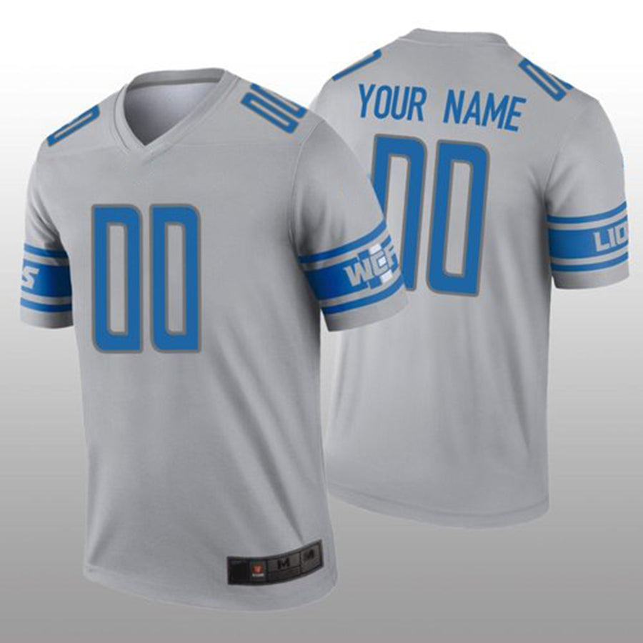 Custom Gray DET Football Shirt Top
