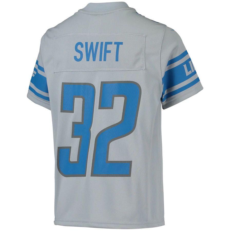 Custom #32 Silver DET Football Shirt Top