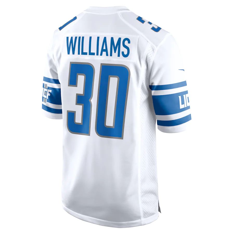 Custom #30 White DET Football Shirt Top