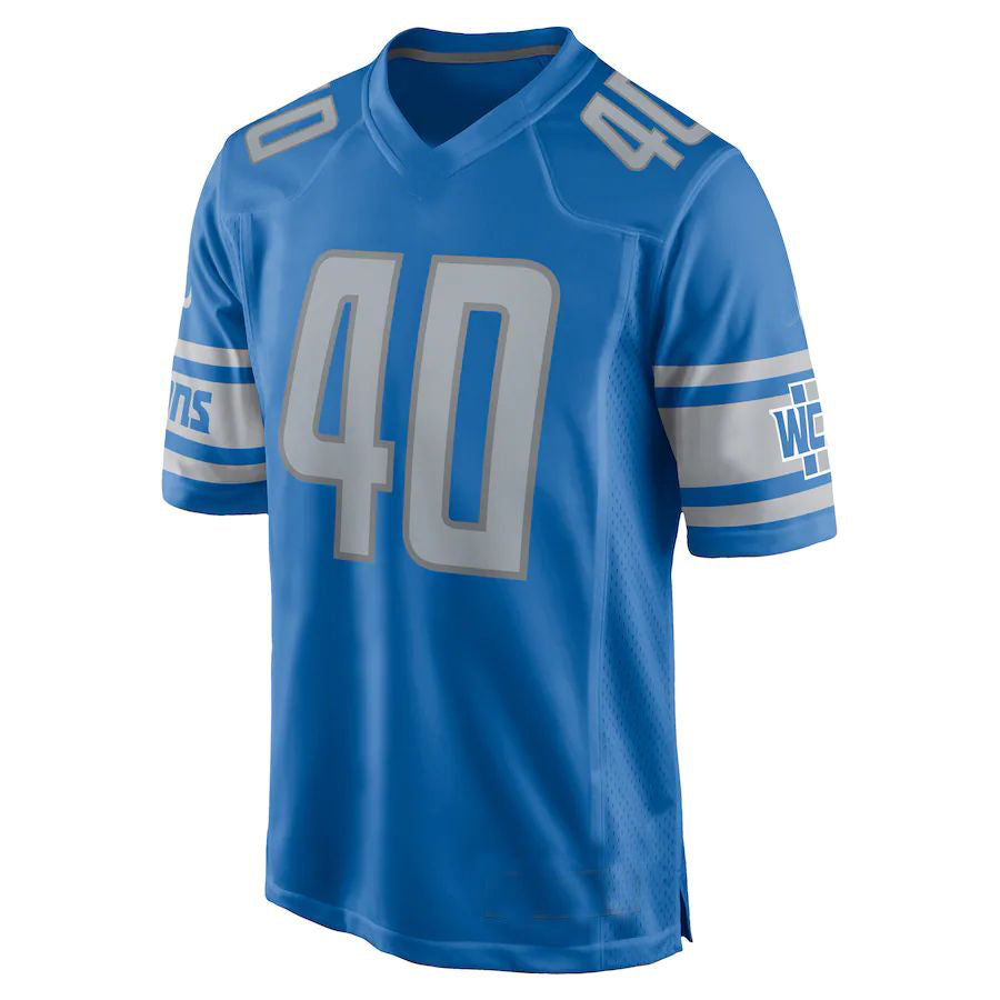 Custom #40 Blue DET Football Shirt Top