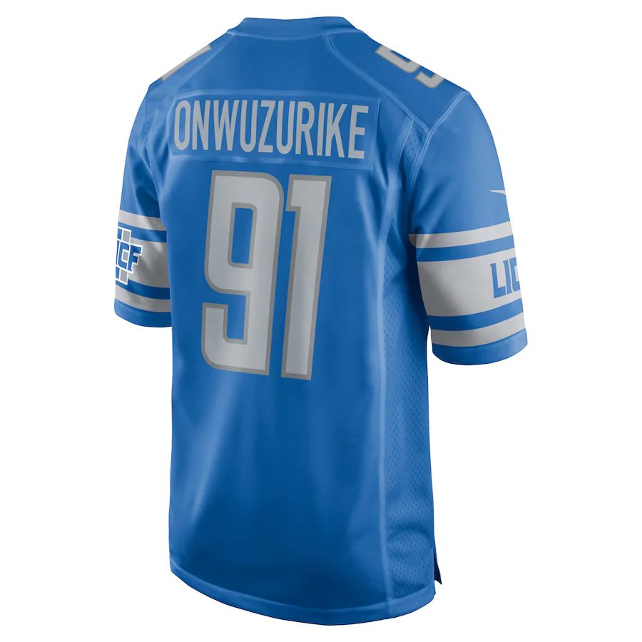 Custom #91 Blue DET Football Shirt Top