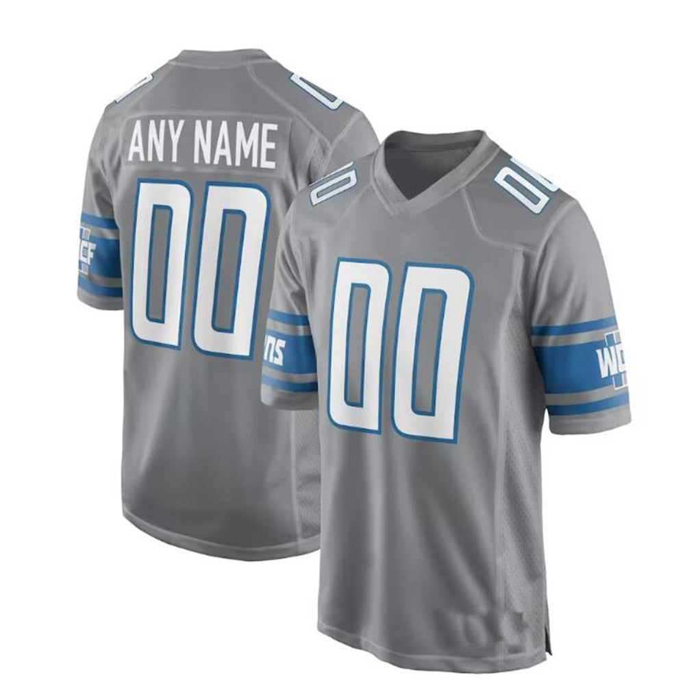Custom Gray DET Football Shirt Top