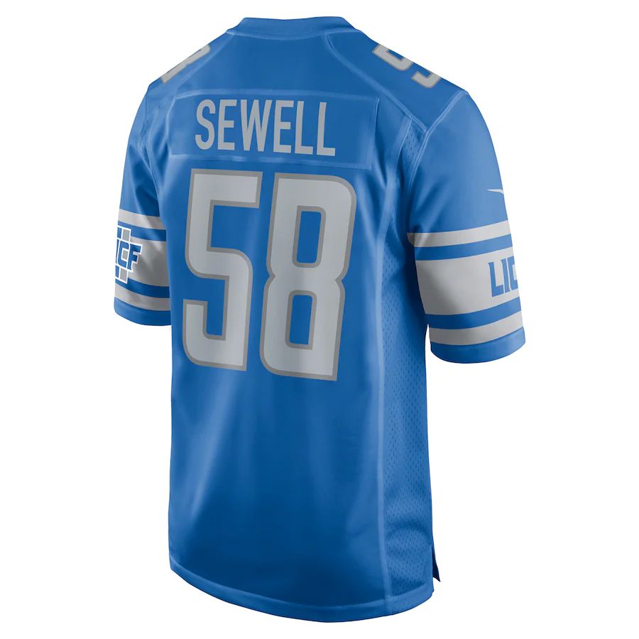 Custom #58 Blue DET Football Shirt Top