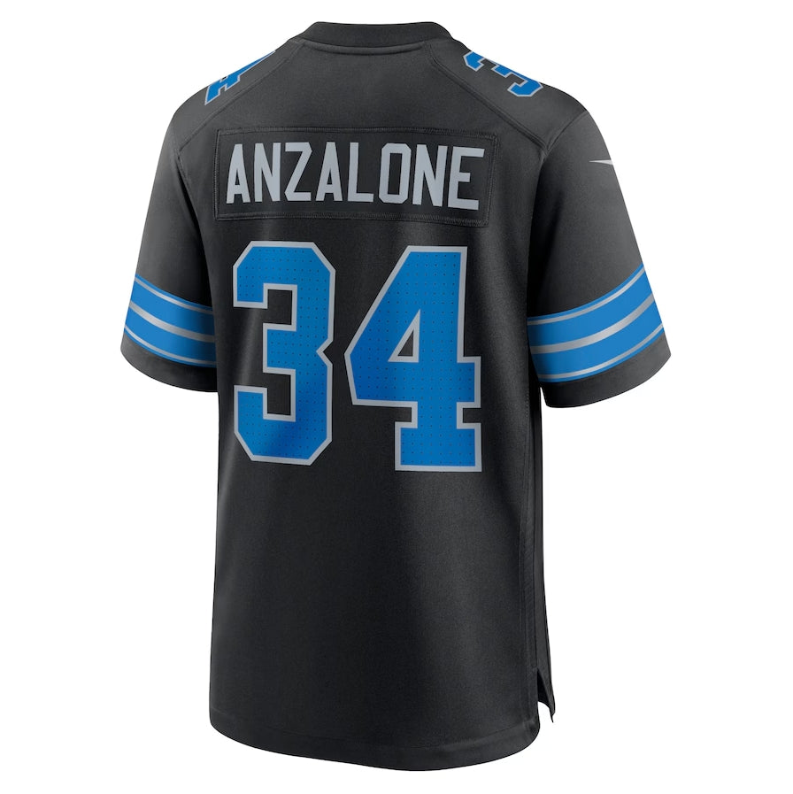 Custom #34 Black DET Football Shirt Top