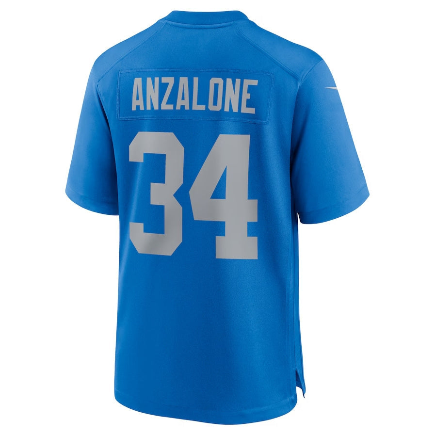 Custom #34 Blue DET Football Shirt Top