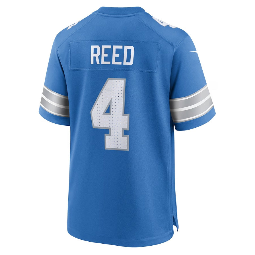 Custom #4 Blue DET Football Shirt Top