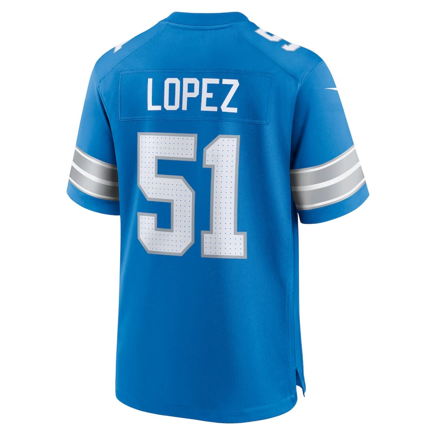 Custom #51 Blue DET Football Shirt Top
