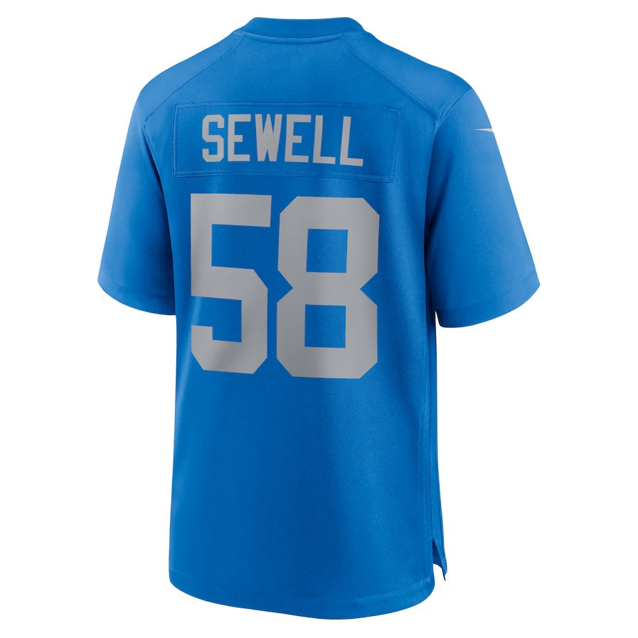 Custom #58 Blue DET Football Shirt Top