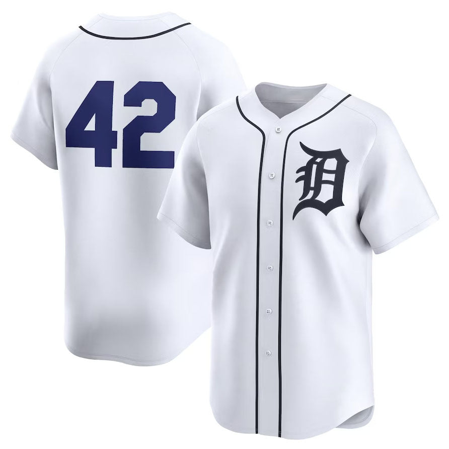 Custom #42 White 2024 Jackie Robinson Day DET Baseball Shirt Top