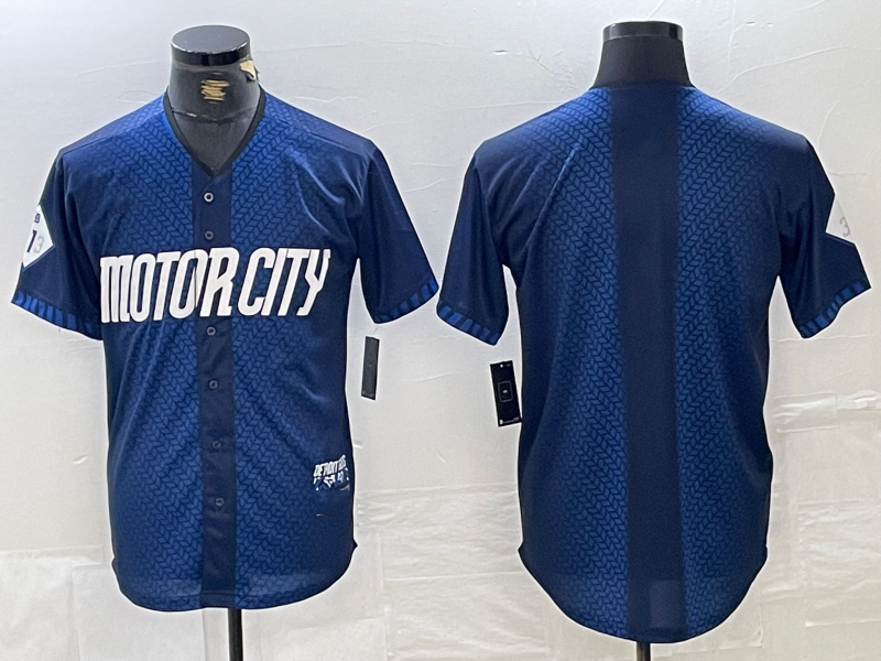 Custom Navy 2024 City Connect DET Baseball Shirt Top