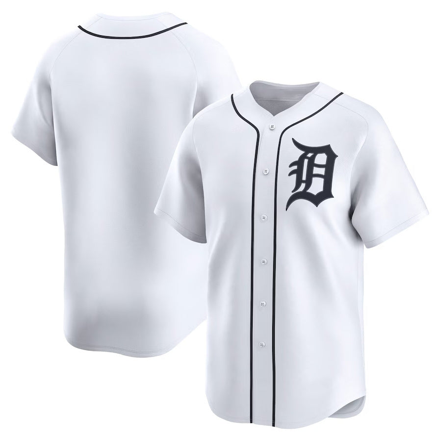 Custom White DET Baseball Shirt Top