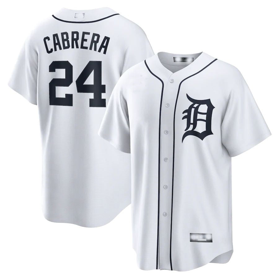 Custom #24 White DET Baseball Shirt Top