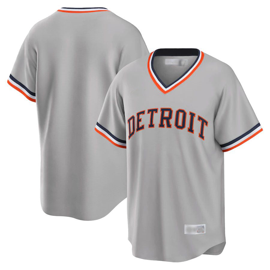 Custom Gray DET Baseball Shirt Top