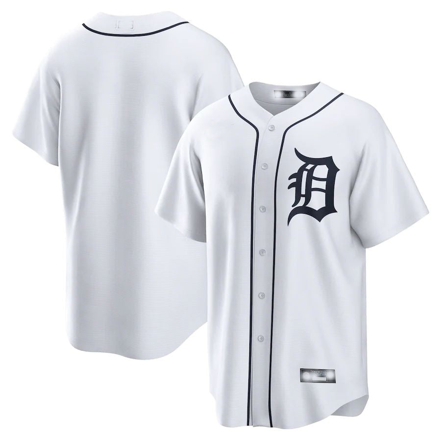 Custom White DET Baseball Shirt Top