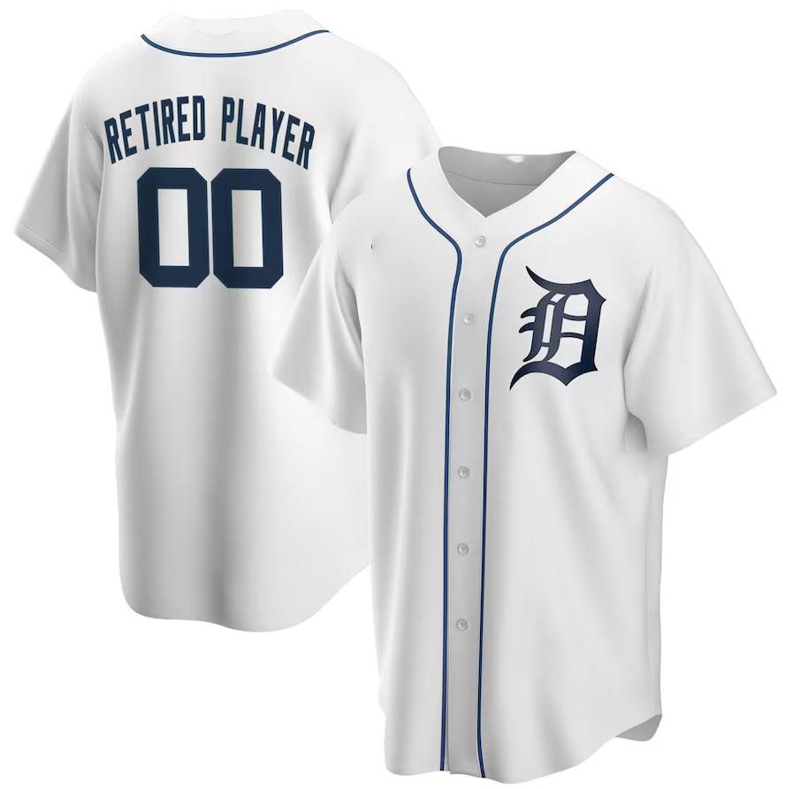 Custom White DET Baseball Shirt Top