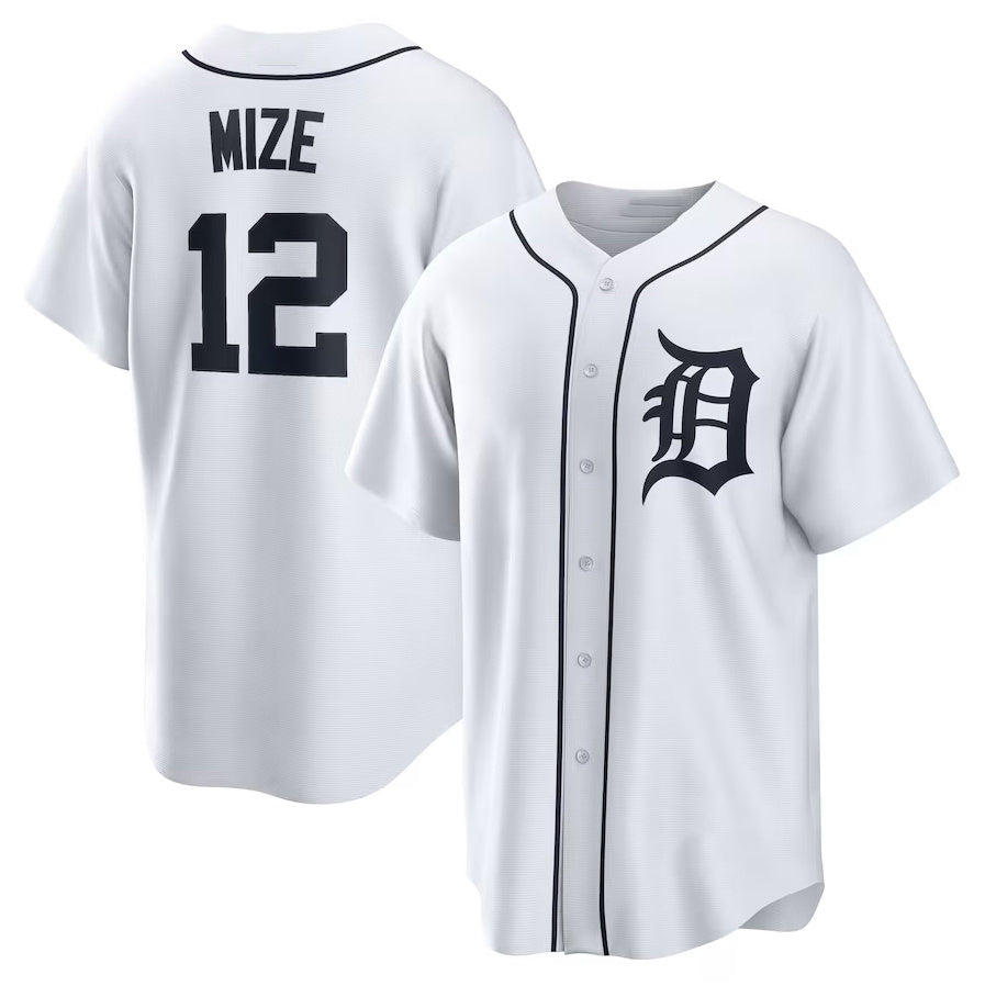 Custom #12 White DET Baseball Shirt Top
