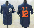 Custom #12 Navy DET Baseball Shirt Top