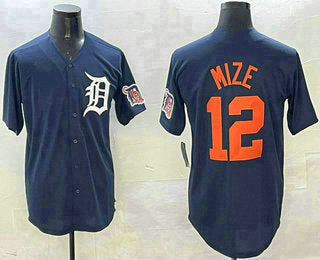 Custom #12 Navy DET Baseball Shirt Top