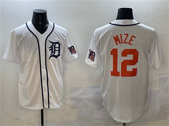 Custom #12 White DET Baseball Shirt Top
