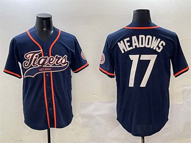 Custom #17 Navy DET Baseball Shirt Top
