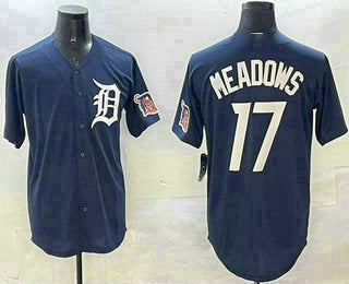 Custom #17 Navy DET Baseball Shirt Top